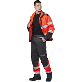 Куртка сигнальная летняя мужская Равелин-КУ с СОП красная/графит (размер 52-54, рост 182-188)