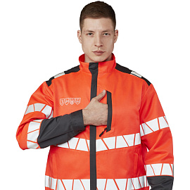 Куртка сигнальная летняя мужская Равелин-КУ с СОП красная/графит (размер 48-50, рост 194-200)