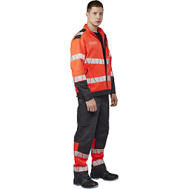 Куртка сигнальная летняя мужская Равелин-КУ с СОП красная/графит (размер 48-50, рост 194-200)