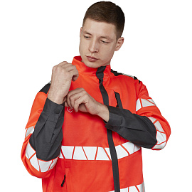 Куртка сигнальная летняя мужская Равелин-КУ с СОП красная/графит (размер 52-54, рост 194-200)