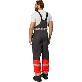 Полукомбинезон сигнальный летний мужской Равелин-ПК с СОП красный/графит (размер 44-46, рост 158-164)