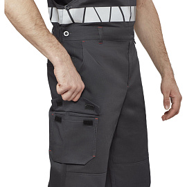 Полукомбинезон сигнальный летний мужской Равелин-ПК с СОП красный/графит (размер 56-58, рост 158-164)