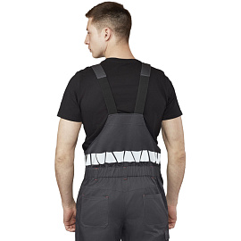 Полукомбинезон сигнальный летний мужской Равелин с СОП красный/графит (размер 48-50, рост 170-176)