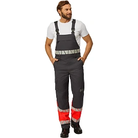 Полукомбинезон сигнальный летний мужской Равелин-ПК с СОП красный/графит (размер 52-54, рост 194-200)