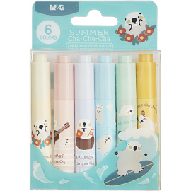 Набор текстовыделителей M&G Summer Cha Cha 6 цветов скошенный наконечник (толщина линии 0.35-4 мм)