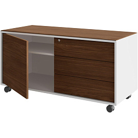 Тумба подкатная под фригобар Linkor с замком (орех линкольн/белый, 1308х560х662 мм, 3 ящика)