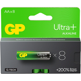 Батарейка AA пальчиковая GP Ultra+ Alkaline (8 штук в упаковке)