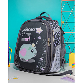 Ранец Комус Класс Basic Princess анатомический черный принцесса морских свинок с двумя отделениями