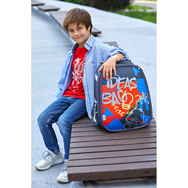 Ранец Комус Класс Basic Idea анатомический серый (идея) с двумя отделениями