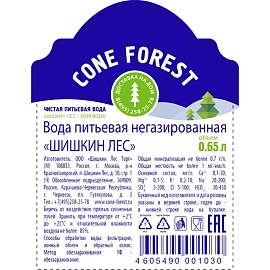 Вода питьевая Шишкин Лес негазированная 0.65 л фото Вода питьевая Шишкин Лес негазированная 0.65 л