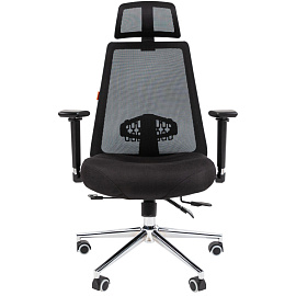 Кресло для руководителя эргономичные Chairman 535 Lux чёрное (сетка/ткань, металл)