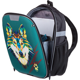Ранец Комус Класс Light зеленый (волк) с одним отделением