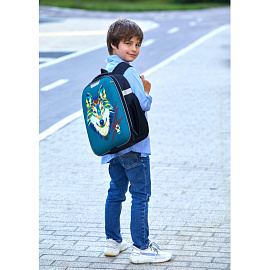 Ранец Комус Класс Light зеленый (волк) с одним отделением