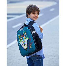 Ранец Комус Класс Light зеленый (волк) с одним отделением