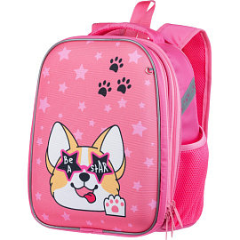 Ранец Комус Класс Light Корги в очках розовый с двумя отделениями
