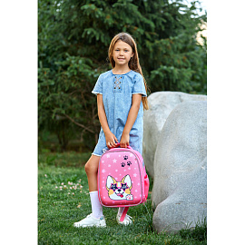 Ранец Комус Класс Light Корги в очках розовый с двумя отделениями