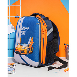 Ранец Комус Класс Light Super car синий с двумя отделениями