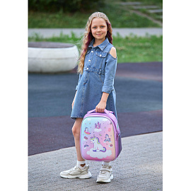 Ранец Комус Класс Light Uniland сиреневый с двумя отделениями