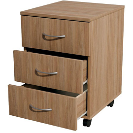 Тумба подкатная Комус Мебель Well (дуб урбан янтарный, 400х445х595 мм, 3 ящика)