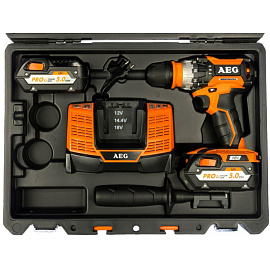 Дрель-шуруповёрт ударная аккумуляторная AEG BSB18CBL бесщеточная 2 АКБ х Li-ion (18В, 2 Ач)+ЗУ в кейсе (4935459396)