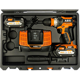 Дрель-шуруповёрт ударная аккумуляторная AEG BSB18CBL бесщеточная 2 АКБ х Li-ion (18В, 2 Ач)+ЗУ в кейсе (4935459396)