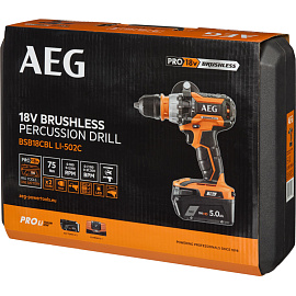 Дрель-шуруповёрт ударная аккумуляторная AEG BSB18CBL бесщеточная 2 АКБ х Li-ion (18В, 2 Ач)+ЗУ в кейсе (4935459396)