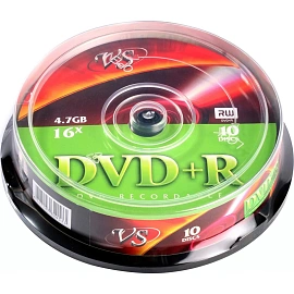 Диск DVD+R VS 4.7 ГБ 16x cake box VSDVDPRCB1001 (10 штук в упаковке)