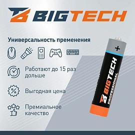 Батарейка AAA мизинчиковая BigTech Professional (4 штуки в упаковке)