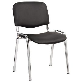 Стул для персонала и посетителей "ИЗО", хромированный каркас, кожзам черный Z-11, К3 фото Стул для персонала и посетителей "ИЗО", хромированный каркас, кожзам черный Z-11, К3