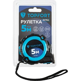 Рулетка строительная TOPFORT Extra 5 м х 25 мм с магнитным зацепом и автостопом в прорезиненном корпусе (1990399)