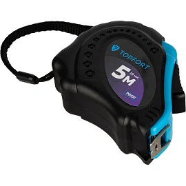 Рулетка строительная TOPFORT Prof 5 м х 19 мм с автостопом в прорезиненном корпусе (1990402)