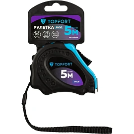 Рулетка строительная TOPFORT Prof 5 м х 19 мм с автостопом в прорезиненном корпусе (1990402)