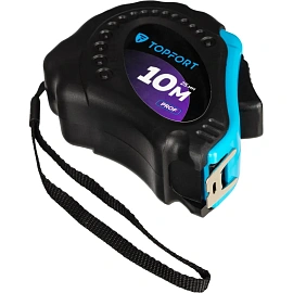 Рулетка строительная TOPFORT Prof 10 м х 25 мм с автостопом в прорезиненном корпусе (1990404)