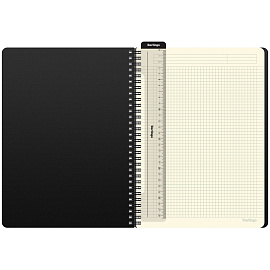 Бизнес-тетрадь А4+, 80л., Berlingo "Steel&Style", клетка, на гребне, 80г/м2, пластик. (полифом) обложка, линейка-закладка, серебристый металлик