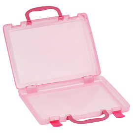 Портфель-кейс 1 отделение СТАММ, А4, 275*375*57мм, на защелках, тонированный розовый