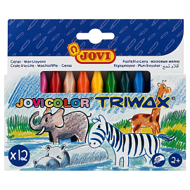 Мелки восковые Jovi triwax трехгранные 12 цветов