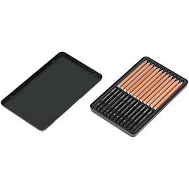 Набор карандашей ч/г Гамма 12шт., 10B-2H, кедр, метал. пенал фото Набор карандашей ч/г Гамма 12шт., 10B-2H, кедр, метал. пенал