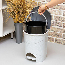 Ведро для мусора с педалью М-пластика 11 л пластик серое (33x26х26 см)