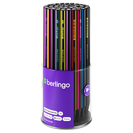 Карандаш ч/г Berlingo "Color Zone", трехгранный, черное дерево, заточен., ассорти