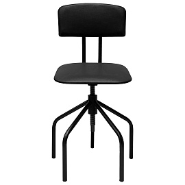 Стул кресло кассира, ресепшен РС66, на винте, без подлокотников, кожзам, черное