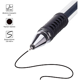 Ручка гелевая OfficeSpace черная, 0,5мм, грип, игольчатый стержень фото Ручка гелевая OfficeSpace черная, 0,5мм, грип, игольчатый стержень