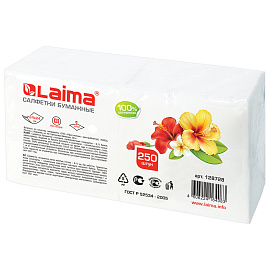 Салфетки бумажные 250 штук, 24х24 см, LAIMA, белые, 100% целлюлоза, 128728 фото Салфетки бумажные 250 штук, 24х24 см, LAIMA, белые, 100% целлюлоза, 128728