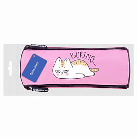 Пенал BRAUBERG, 3 отделения, нейлон, 21х7х7 см, "Lazy cat", 272306