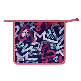 Папка для тетрадей 2 отделения, ArtSpace "Love", А5, пластик, на молнии