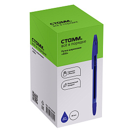 Ручка шариковая СТАММ "555" синяя, 0,7мм, тонированный корпус фото Ручка шариковая СТАММ "555" синяя, 0,7мм, тонированный корпус