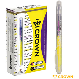Текстовыделитель двухсторонний Crown "Multi Hi-Lighter Twin" желтый/фиолетовый, 3/2мм