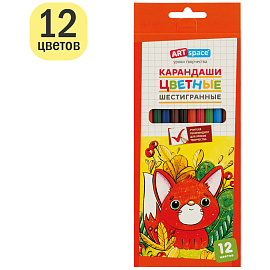 Карандаши цветные ArtSpace "Милые зверушки", 12цв., заточен., картон, европодвес фото Карандаши цветные ArtSpace "Милые зверушки", 12цв., заточен., картон, европодвес