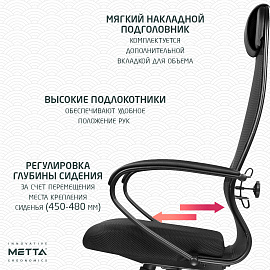 Кресло для руководителя Метта 11(MPRU) черное (сетка/ткань, металл)