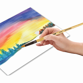 Кисть ПИФАГОР, СИНТЕТИКА, круглая, № 6, деревянная лакированная ручка, с колпачком, пакет с подвесом, 200846