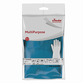 Перчатки латексные Vileda Professional с хлопковым напылением зеленые (размер 8.5-9, L, 174365)